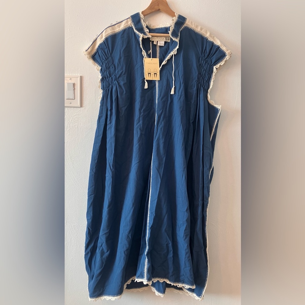 NWT Carolina K Oaxacan Blue Dress with embroidery